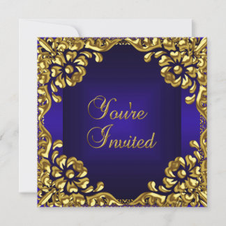 Classy Design Party Invite Gold Royal Blue Einladung