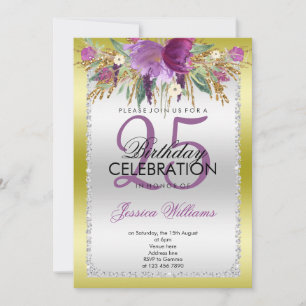 Classy Diamond Glitzer Wasserfarben Blume Geburtst Einladung