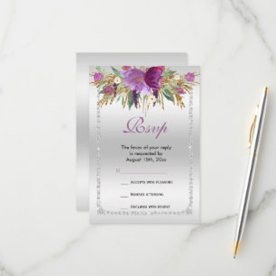 Classy Diamond Glitzer Wasserfarben Blume Geburtst RSVP Karte