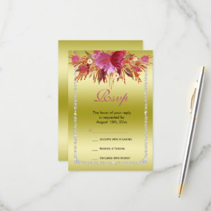 Classy Diamond Glitzer Wasserfarben Blume Geburtst RSVP Karte