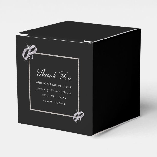 Classy Diamond Silver Wedding Rings Wedding Geschenkschachtel (Vorderseite)