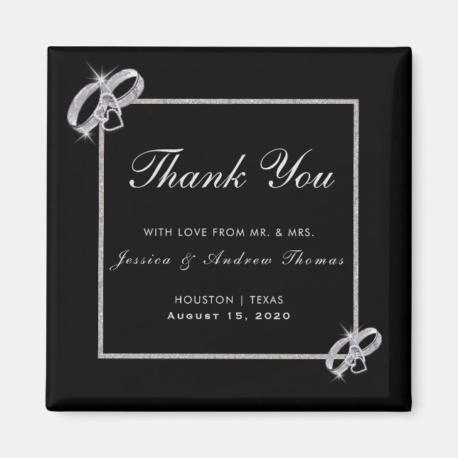 Classy Diamond Silver Wedding Rings Wedding Magnet (Vorne)