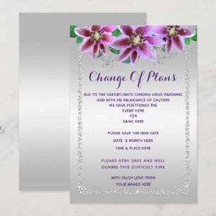 Classy Diamonds & Blume Änderung der Pläne Einladung