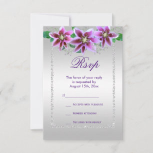 Classy Diamonds & Blume zum Geburtstag RSVP Karte
