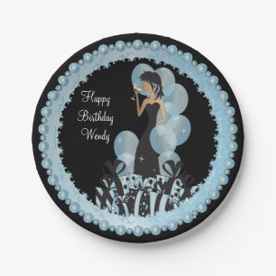 Classy Diva Girl's Party Personalisiere Aqua Pappteller