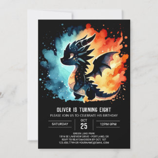 Classy Dragon Birthday individuell anpassbar Einladung
