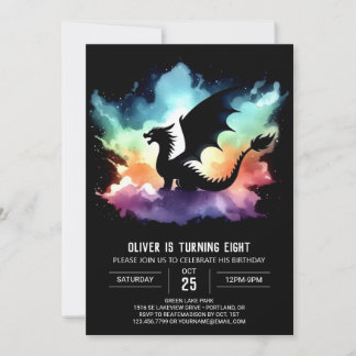 Classy Dragon Birthday Printable Einladung