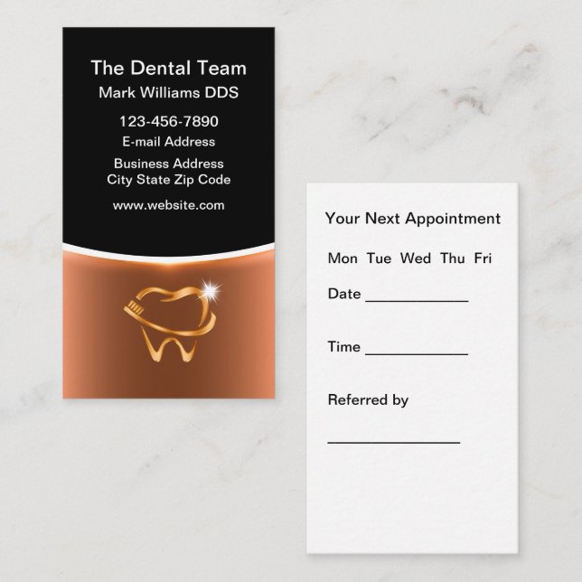 Classy Editable Dentin Termine Business Cards Visitenkarte (Vorne/Hinten)
