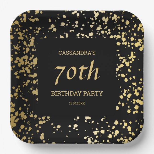 Classy Egypt Gold Sprinkles Black Birthday Pappteller (Vorderseite)