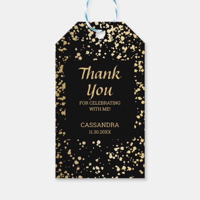 Classy Egypt Gold Sprinkles Black Danke Geschenkanhänger (Vorderseite)