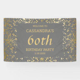 Classy Egypt Gold Sprinkles Gray Birthday Banner
