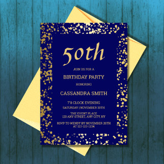Classy Egypt Gold Sprinkles Navy Blue Geburtstag Einladung