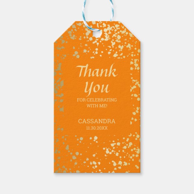 Classy Egypt Gold Sprinkles Orange Vielen Dank Geschenkanhänger (Vorderseite)