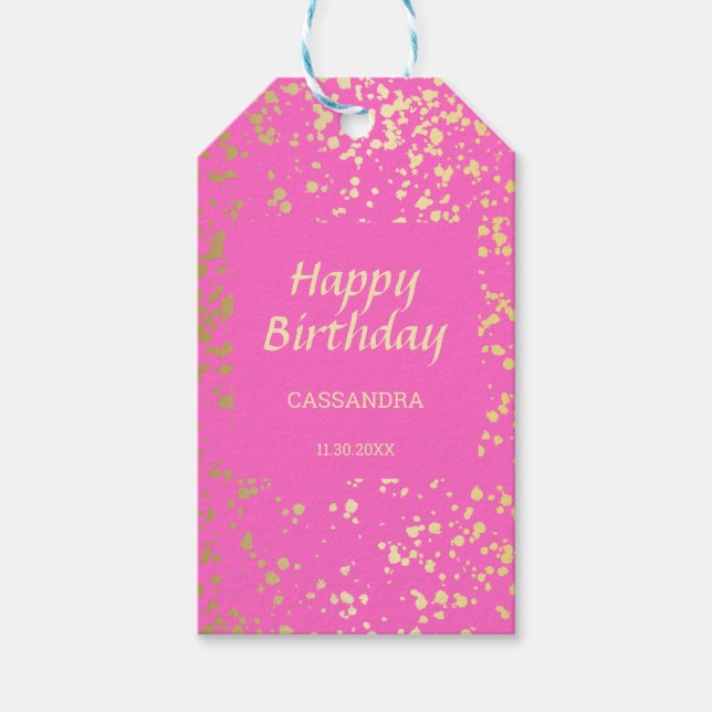 Classy Egypt Gold Sprinkles Rosa Geburtstag Geschenkanhänger (Vorderseite)