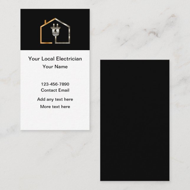 Classy Electrician Theme Vertical Business Cards Visitenkarte (Vorne/Hinten)