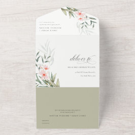 Classy Elegant Blush Greenery Blumenzwiese All In One Einladung