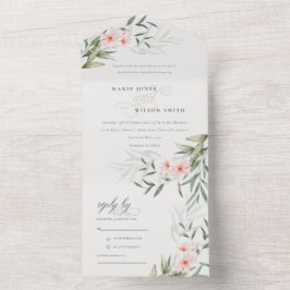 Classy Elegant Blush Greenery Blumenzwiese All In One Einladung