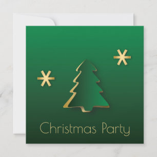 Classy Elegant Gold Green Christmas Tree Einladung