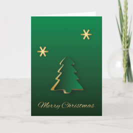 Classy Elegant Gold Green Christmas Tree Feiertagskarte
