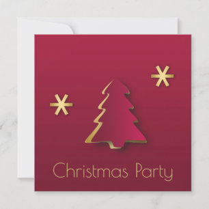 Classy Elegant Gold Roter Weihnachtsbaum Einladung