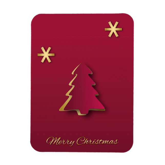 Classy Elegant Gold Roter Weihnachtsbaum Magnet (Vertikal)