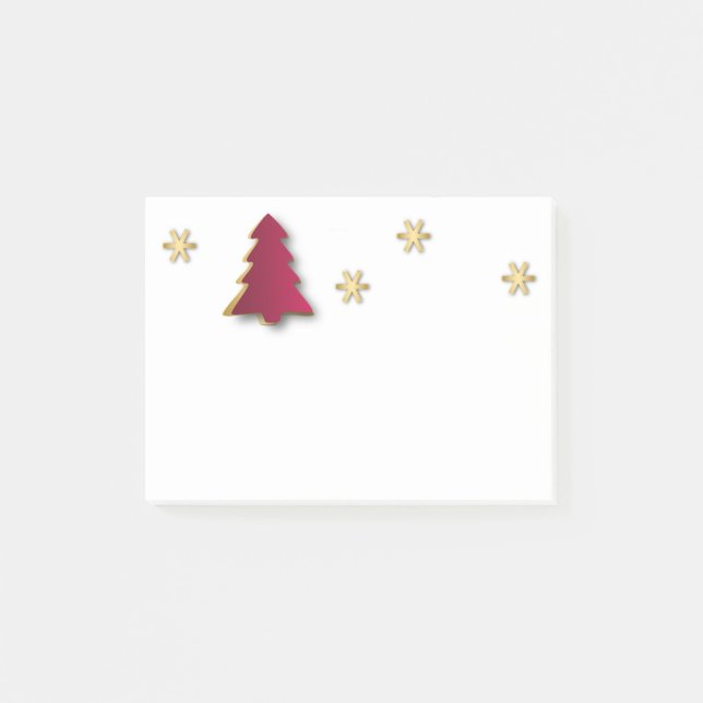 Classy Elegant Gold Roter Weihnachtsbaum Post-it Klebezettel (Vorderseite)
