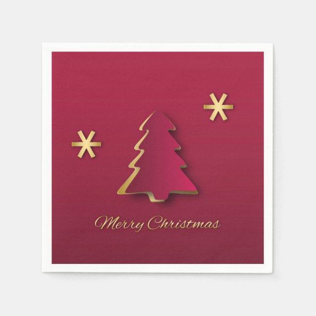 Classy Elegant Gold Roter Weihnachtsbaum Serviette (Vorderseite)