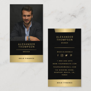Classy Elegant Gold Stripe CEO Berufliches Foto Visitenkarte