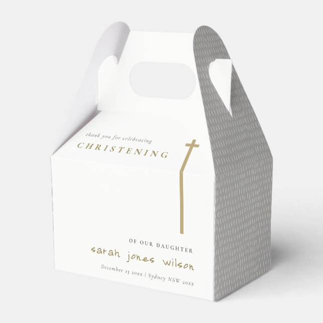 Classy Elegant Minimal Gold Typografie Christening Geschenkschachtel (Vorderseite)