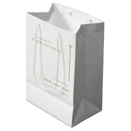 Classy Elegant Minimal Gold Typografie Christening Mittlere Geschenktüte