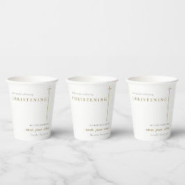 Classy Elegant Minimal Gold Typografie Christening Pappbecher