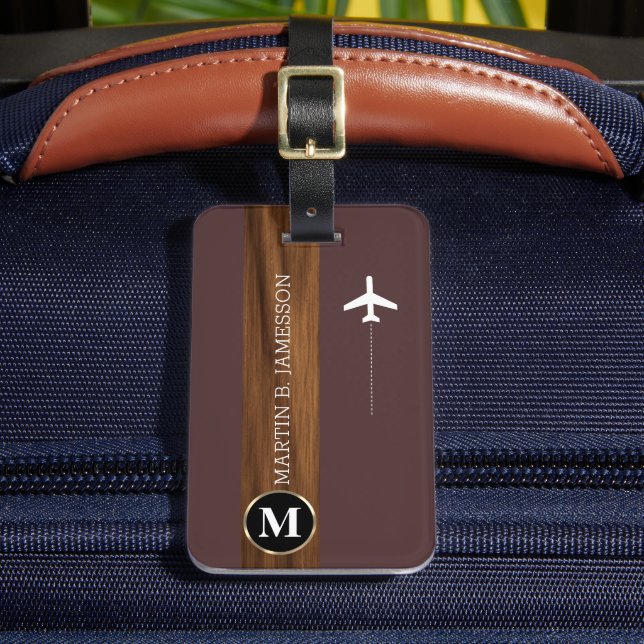Classy Elegant Traveler mit Monogramm Name Gepäckanhänger (Vorderseite Insitu 2)