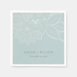 Classy Elegant Verziert Paisley Dusky Blue Wedding Serviette