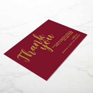 Classy Elegant Wedding Danke Burgundy und Gold Folieneinladung