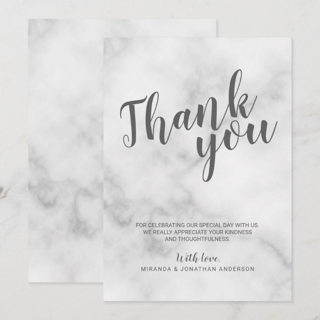 Classy Elegant White Marble Wedding Vielen Dank Einladung (Vorne/Hinten)