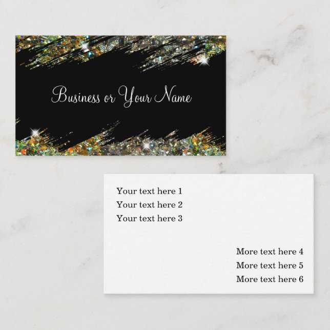 Classy Elegante Crystal Bling Business Cards Visitenkarte (Vorne/Hinten)