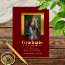 Classy Elegante Gold Text Graduate 1 Foto Maroon