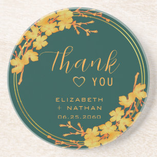 Classy Emerald Green Gold Floral Wedding Vielen Da Getränkeuntersetzer
