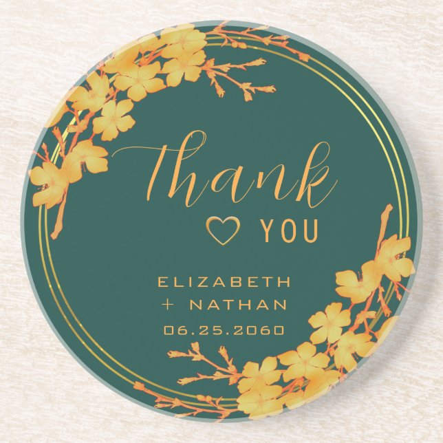 Classy Emerald Green Gold Floral Wedding Vielen Da Getränkeuntersetzer (Vorne)