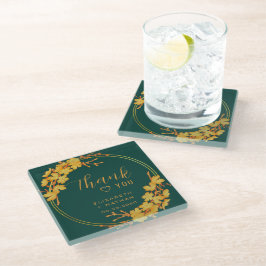 Classy Emerald Green Gold Floral Wedding Vielen Da Glasuntersetzer