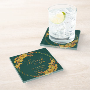 Classy Emerald Green Gold Floral Wedding Vielen Da Glasuntersetzer