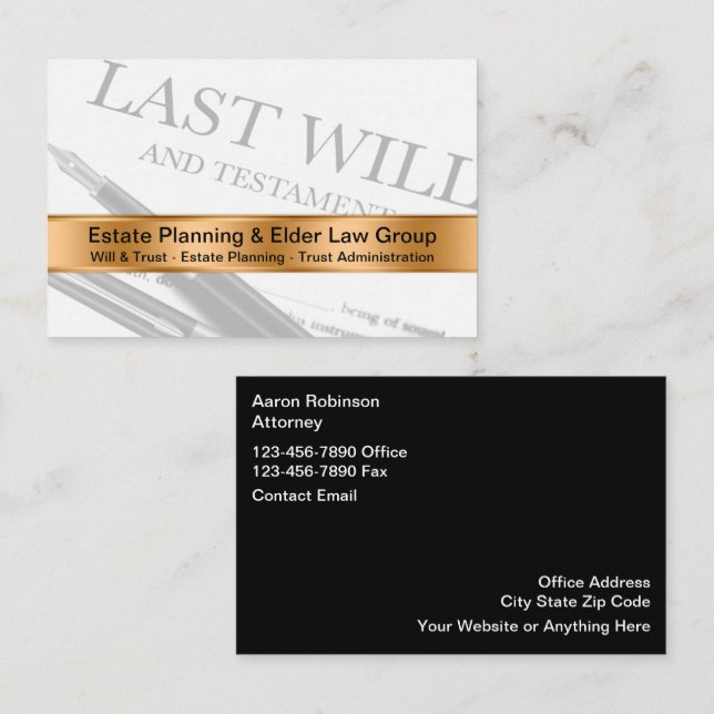 Classy Estate Will And Trust Attorney Visitenkarte (Vorne/Hinten)