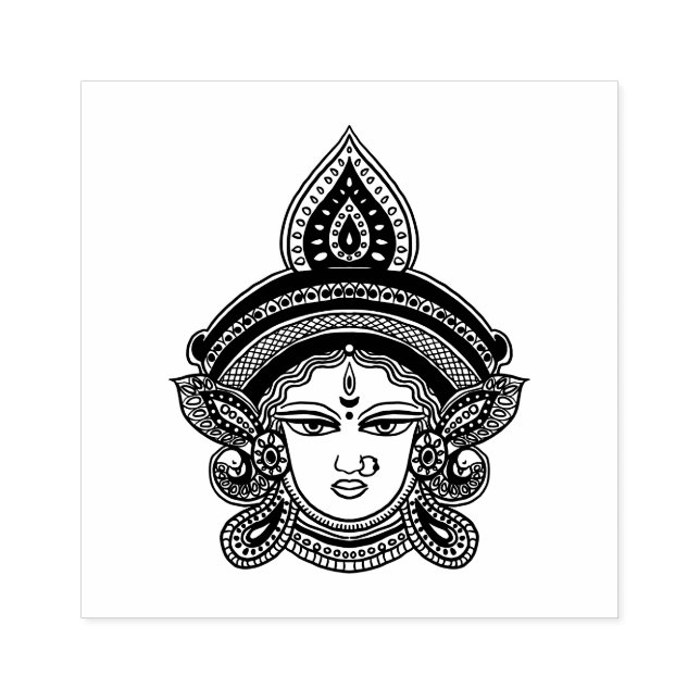 Classy Ethnic Durga Maa | Indische Göttin Gummistempel (Prägung)