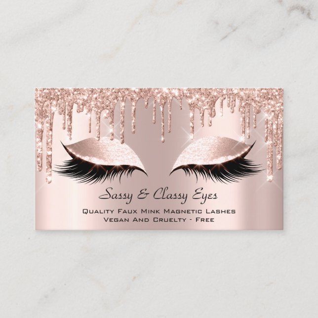 Classy Eyes Mink Lashes Makeup Rose Visitenkarte (Vorderseite)