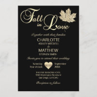 Classy FALL IN LIEBE Black Gold Maple Leaf Hochzei