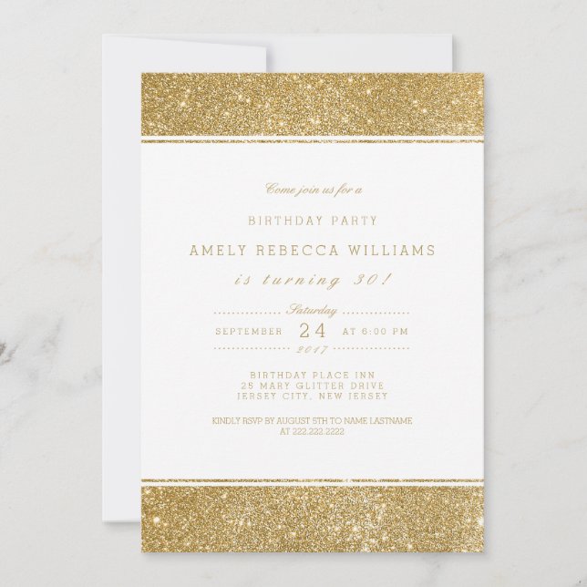 Classy Faux Gold Parties scintillant Invitation An (Devant)
