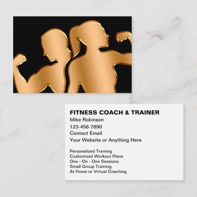 Classy Fitness Coach And Trainer Upscale  Visitenkarte (Vorne/Hinten)