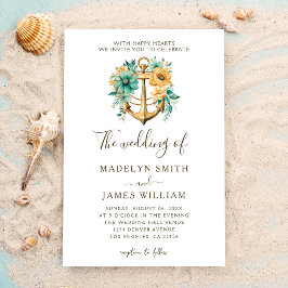 Classy Floral Anchor | Sommerhochzeit Einladung