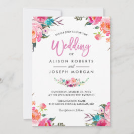 Classy Floral Blossom Wasserfarben Blume Hochzeit Einladung
