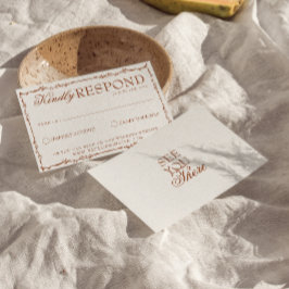 Classy Floral Boho Beige Terracotta Earthy Wedding RSVP Karte
